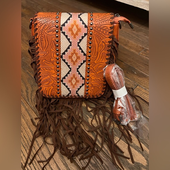 Handbags - Western boho fringe tapestry crossbody